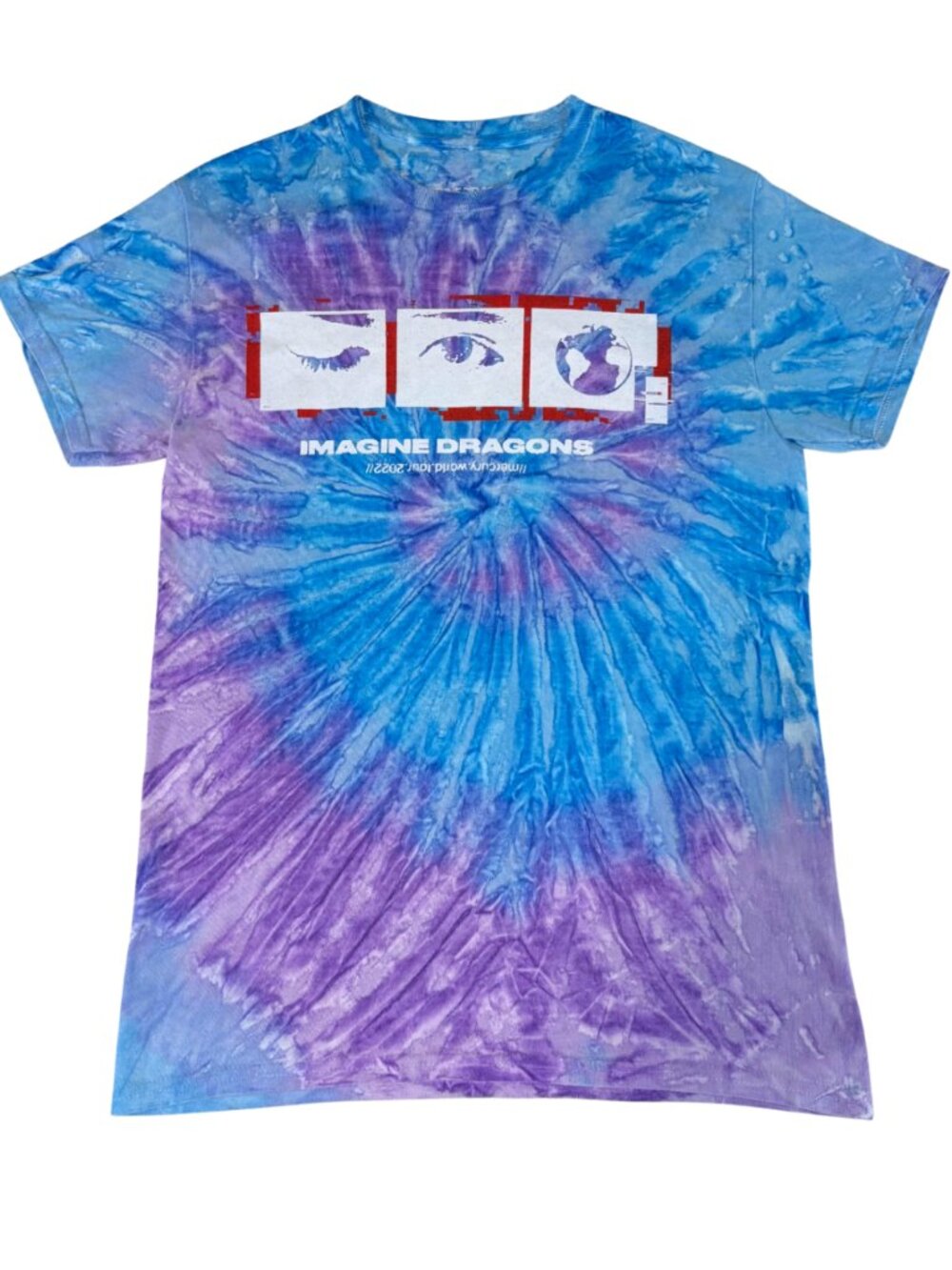 Imagine Dragons Men's Mercury World Tour 2022 Tie Dye T-Shirt Size Medium